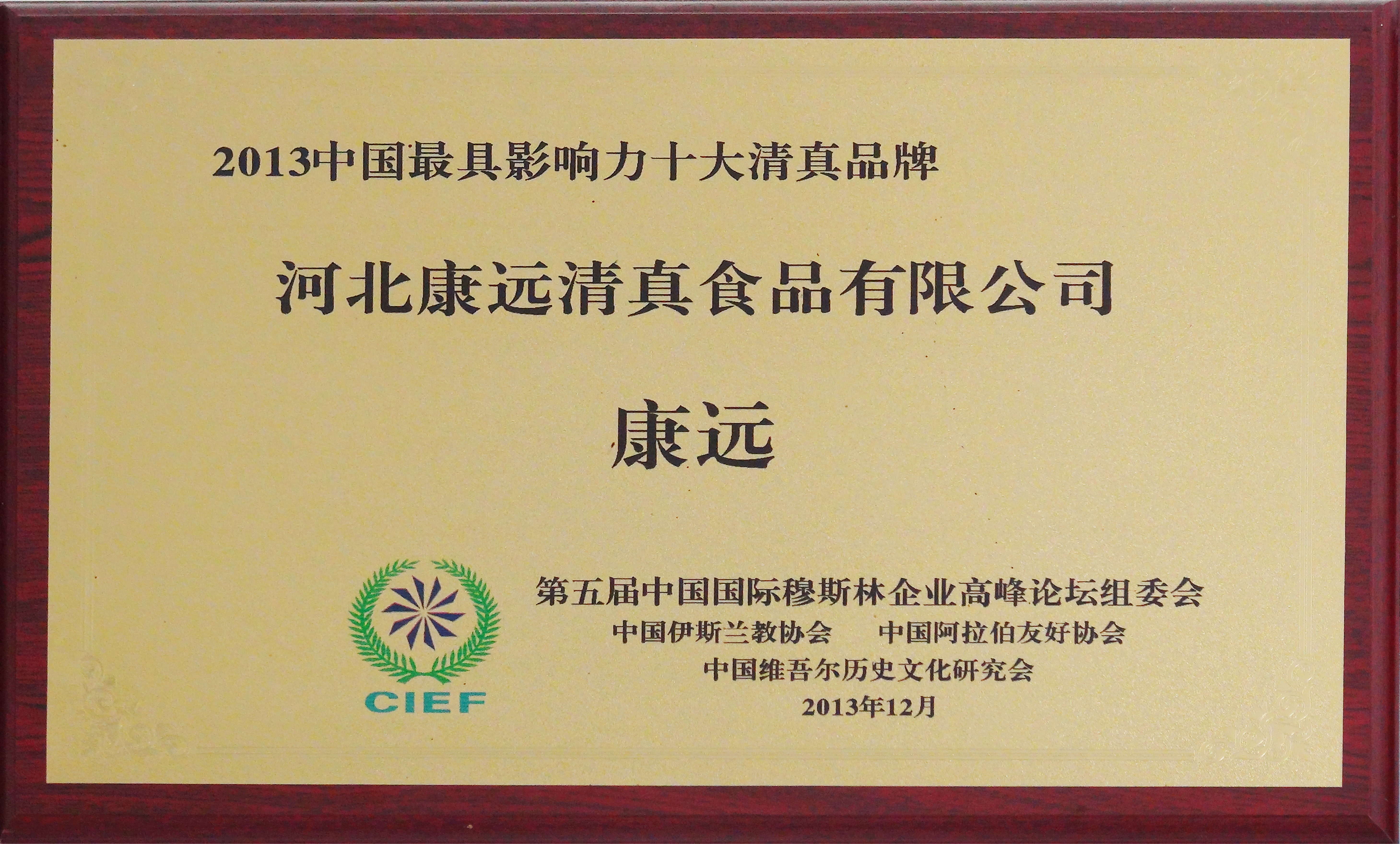 2013中国最具影响力十大清真品牌